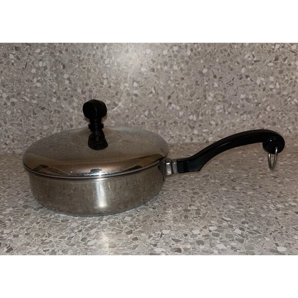 FARBERWARE 1 1/2 QT SAUCEPAN POT with LID ALUMINUM CLAD STAINLESS #OP USA VTG - Picture 1 of 15